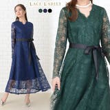 総レースワンピースミモレ丈ドレス レースワンピ ドレスワンピース | レースレディース  | 詳細画像1 