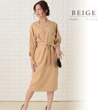 バルーン七分袖 リボン付き膝下丈 パーティードレス | レースレディース  | 詳細画像7 