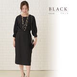 バルーン七分袖 リボン付き膝下丈 パーティードレス | レースレディース  | 詳細画像10 