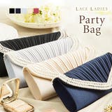 サテンプリーツ クラッチバッグ パーティーバッグ | レースレディース  | 詳細画像1 