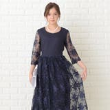 花柄シースルー袖 ロングドレス ブラック | レースレディース  | 詳細画像12 