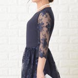 花柄シースルー袖 ロングドレス ブラック | レースレディース  | 詳細画像13 