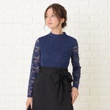 レース長袖 リボン付き膝下丈 スリット入りタイトスカート | レースレディース  | 詳細画像11 