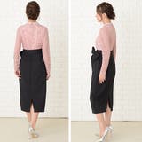 レース長袖 リボン付き膝下丈 スリット入りタイトスカート | レースレディース  | 詳細画像13 