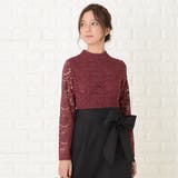 レース長袖 リボン付き膝下丈 スリット入りタイトスカート | レースレディース  | 詳細画像18 