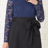 レース長袖 リボン付き膝下丈 スリット入りタイトスカート | レースレディース  | 詳細画像3 