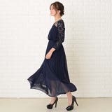 レース切替 七分袖 プリーツロングワンピース | レースレディース  | 詳細画像10 