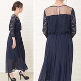 レース切替 七分袖 プリーツロングワンピース | レースレディース  | 詳細画像11 