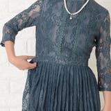 プリーツロング丈ワンピース ラウンドネック パーティードレス | レースレディース  | 詳細画像3 