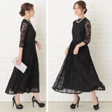 プリーツロング丈ワンピース ラウンドネック パーティードレス | レースレディース  | 詳細画像8 