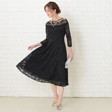 デコルテラインシースルー パーティードレス レース七分袖 | レースレディース  | 詳細画像8 