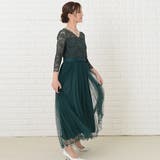 Vネックレース七分袖 チュールロング リボン | レースレディース  | 詳細画像15 