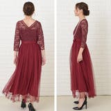 Vネックレース七分袖 チュールロング リボン | レースレディース  | 詳細画像18 