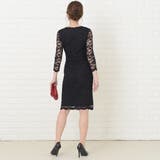 Vネックレース袖タイト パーティードレス Iライン | レースレディース  | 詳細画像5 