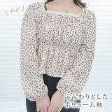 小花柄ギャザーブラウス スクエア トップス | レースレディース | 詳細画像2