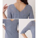 五分袖サテンレース ワンピースドレス ブラック | レースレディース  | 詳細画像18 