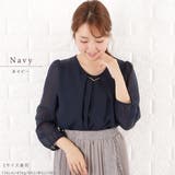 バーアクセ付き シフォン ブラウス | レースレディース | 詳細画像3