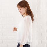バーアクセ付き シフォン ブラウス | レースレディース | 詳細画像9