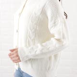 パールボタン ケーブルニット カーディガン | レースレディース  | 詳細画像16 