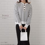 ボーダー柄 ヘンリーネック ニット | レースレディース  | 詳細画像3 