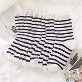 【10足セット】ボーダー柄クルー丈 あったかソックス レディース | レースレディース  | 詳細画像10 