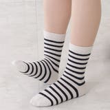 【10足セット】ボーダー柄クルー丈 あったかソックス レディース | レースレディース  | 詳細画像12 
