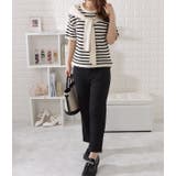 フェイクレイヤードボーダーマリンニットトップス レディース 女性 | レースレディース  | 詳細画像19 