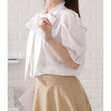 ボウタイ付きタック入りパワーショルダーブラウス 女性 レディース | レースレディース | 詳細画像5