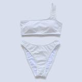 ワンカラーリブワンショルダービキニセット女性 レディース 水着 | レースレディース  | 詳細画像6 