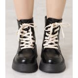 厚底 レースアップブーツ PUレザー | レースレディース  | 詳細画像12 