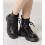 厚底 レースアップブーツ PUレザー | レースレディース  | 詳細画像6 