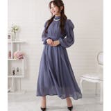 ギャザーシェイプロングシフォンワンピース 女性 レディース | レースレディース  | 詳細画像5 