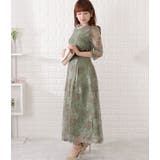 大柄レース7分袖配色フレアワンピース 女性 レディース | レースレディース  | 詳細画像10 