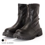 厚底 ショートブーツ PUレザー | レースレディース  | 詳細画像1 