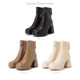 スクエアトゥ チャンキーヒール ショートブーツ | レースレディース  | 詳細画像2 