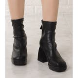 ブラック | スクエアトゥ チャンキーヒール ショートブーツ | レースレディース 