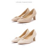 パールモチーフ付きスクエアトゥギャザーパンプス 女性 レディース | レースレディース  | 詳細画像2 