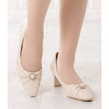 パールモチーフ付きスクエアトゥギャザーパンプス 女性 レディース | レースレディース  | 詳細画像8 