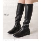 レザー調ローヒールサイドファスナーブーツ 女性 レディース | レースレディース  | 詳細画像3 