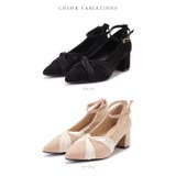 スエード調シフォンリボン付きチャンキーヒールパンプス レディース 女性 | レースレディース  | 詳細画像2 