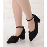 スエード調シフォンリボン付きチャンキーヒールパンプス レディース 女性 | レースレディース  | 詳細画像4 