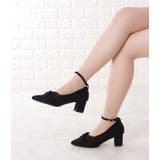 スエード調シフォンリボン付きチャンキーヒールパンプス レディース 女性 | レースレディース  | 詳細画像5 