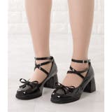 エナメル調ボリュームヒールレースアップパンプス パンプス 女性 | レースレディース  | 詳細画像3 