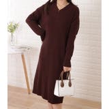 Vネックリブニットミディワンピース 女性 レディース | レースレディース | 詳細画像5