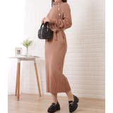 ウエストリボン付タートルネックボタンワンピース 女性 レディース | レースレディース  | 詳細画像9 