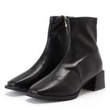 レザー調スクエアチャンキーショートブーツ 女性 レディース | レースレディース  | 詳細画像1 