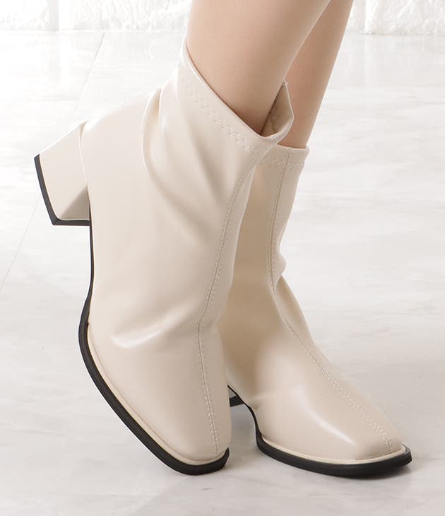 レザー調スクエアチャンキーショートブーツ 女性 レディース | レースレディース  | 詳細画像13 