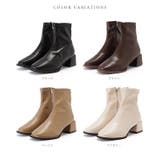 レザー調スクエアチャンキーショートブーツ 女性 レディース | レースレディース  | 詳細画像2 