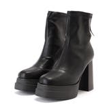 レザー調厚底チャンキーショートブーツ 女性 レディース | レースレディース | 詳細画像1