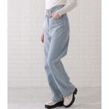 ハイウエストウォッシュドワイドデニム 女性 レディース | レースレディース  | 詳細画像4 